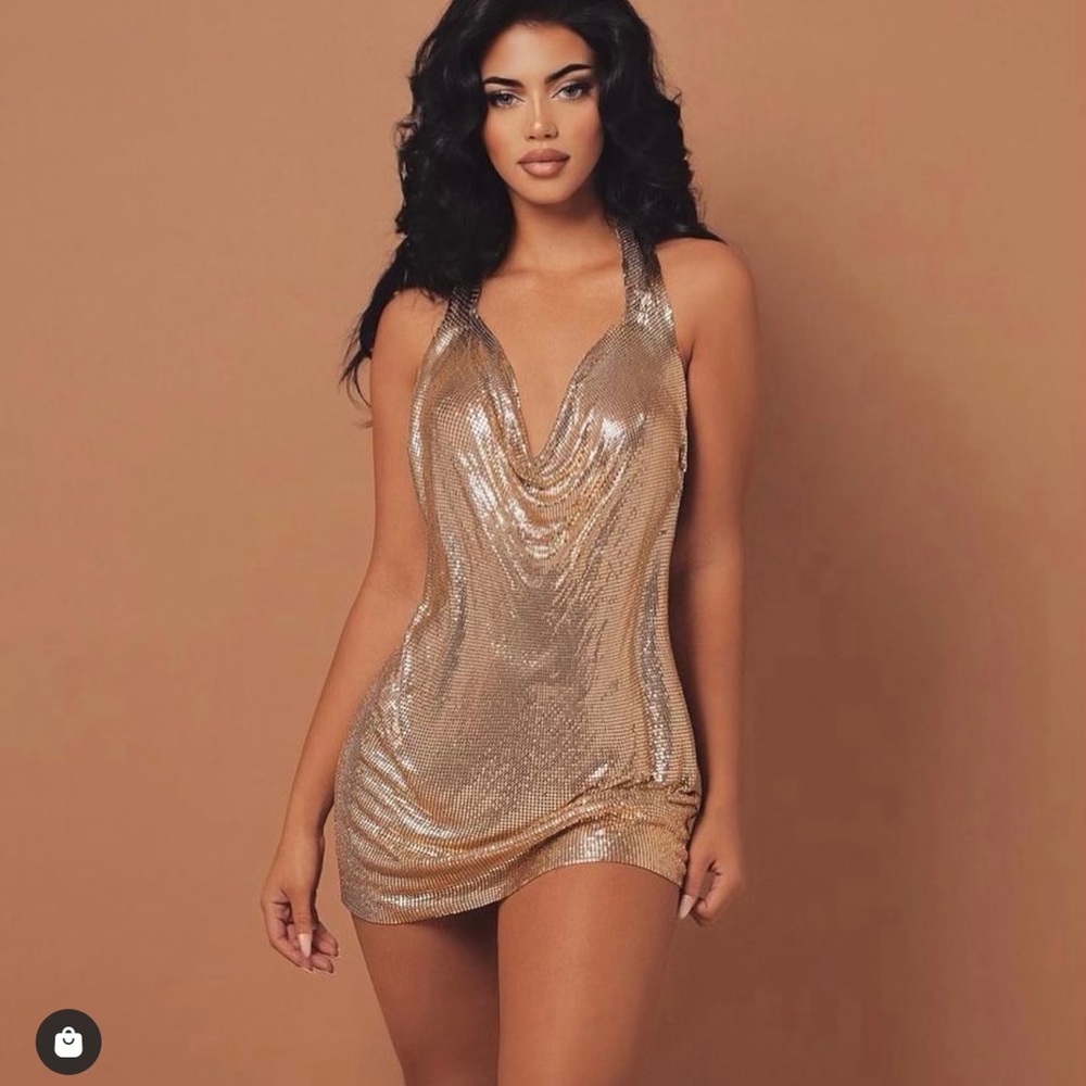 Lemon Lunar gold chain mail dress